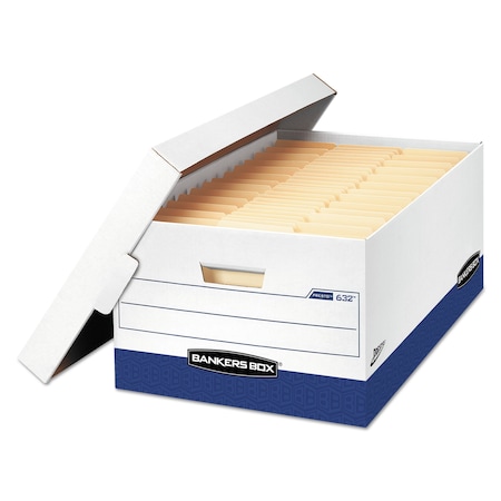 Bankers Box Bankers Box, Presto, 10x15x24, White, PK12, 16" W, 10.38" H, Lift-Off Lid Closure, White/Blue FEL0063201